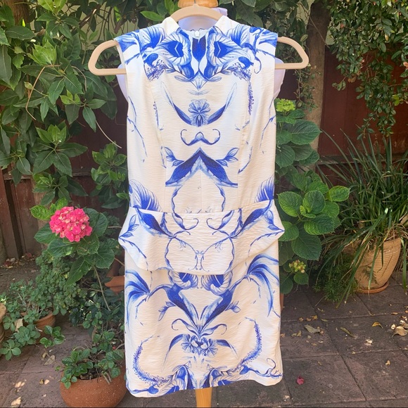 Spring Summer Dress Wedding Shower Keepsake The Label Dress White Blue Small - Picture 1 of 11